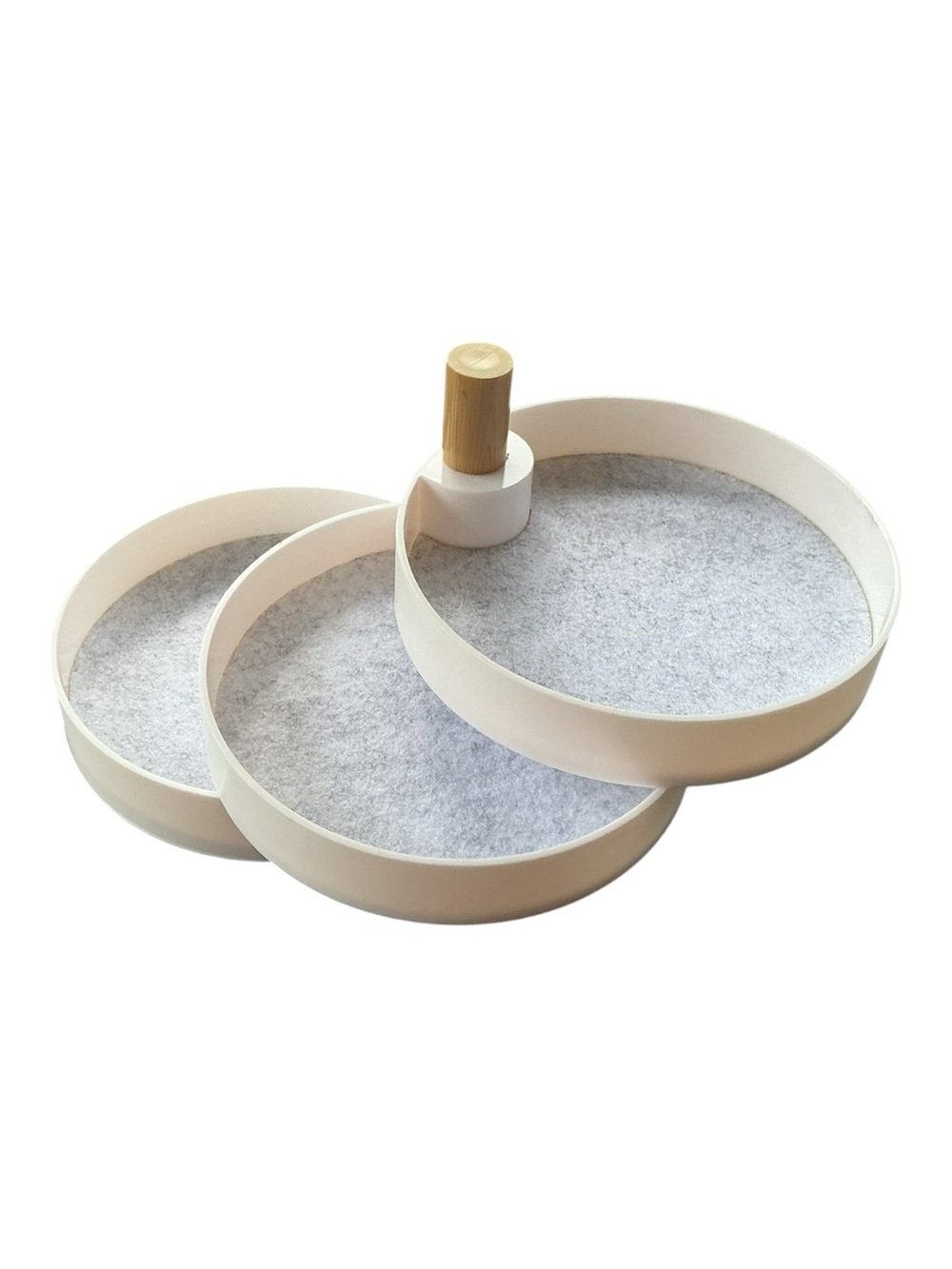 💟Three-Tier Rotating Vanity Tray with Felt Liners - White